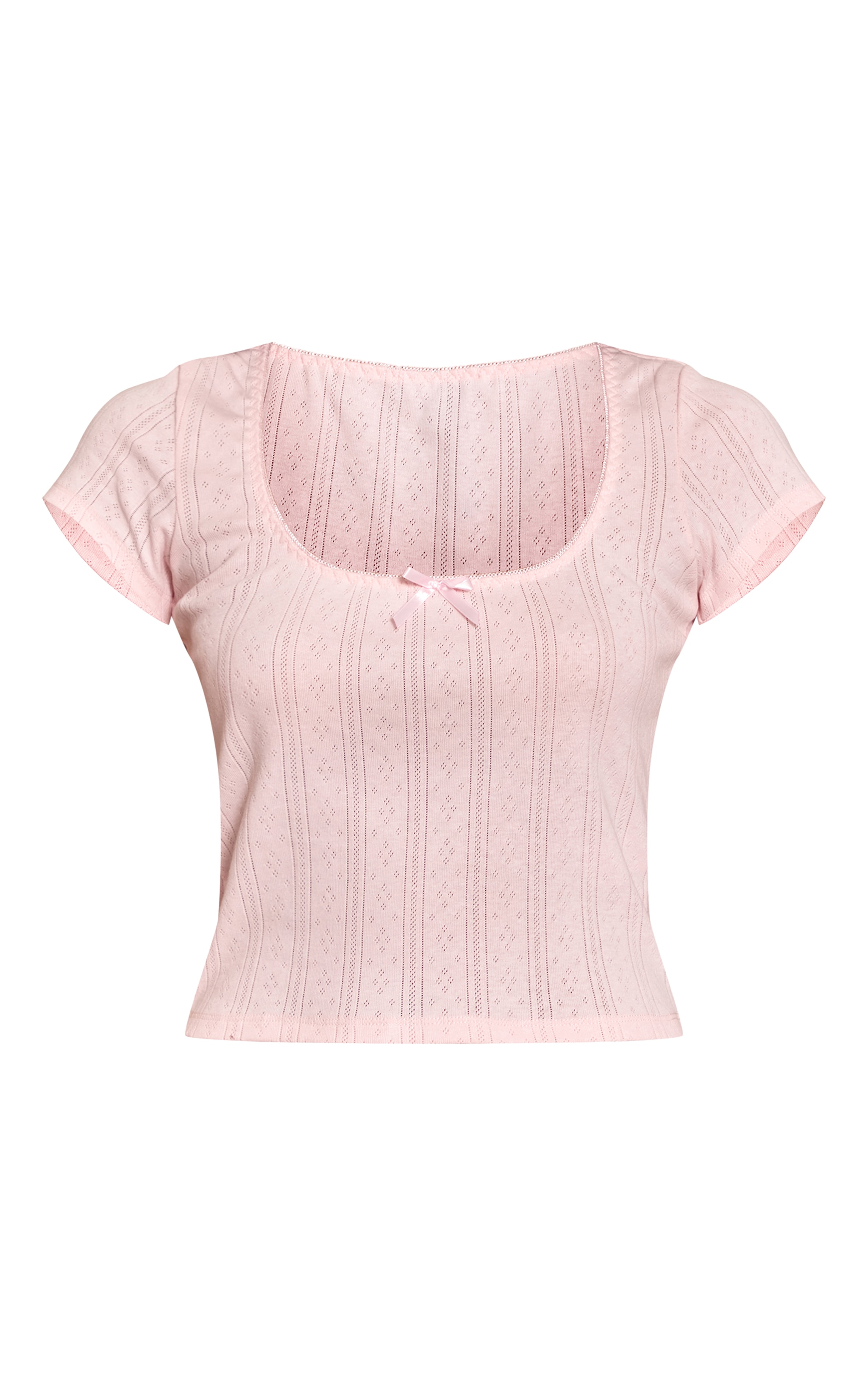 Baby Pink Pointelle Short Sleeve Pajama Top image 5
