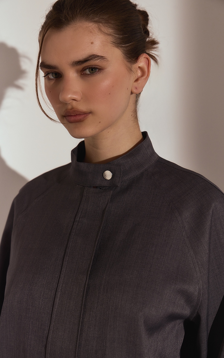 Dark Grey Tailored Moto Jacket image 3