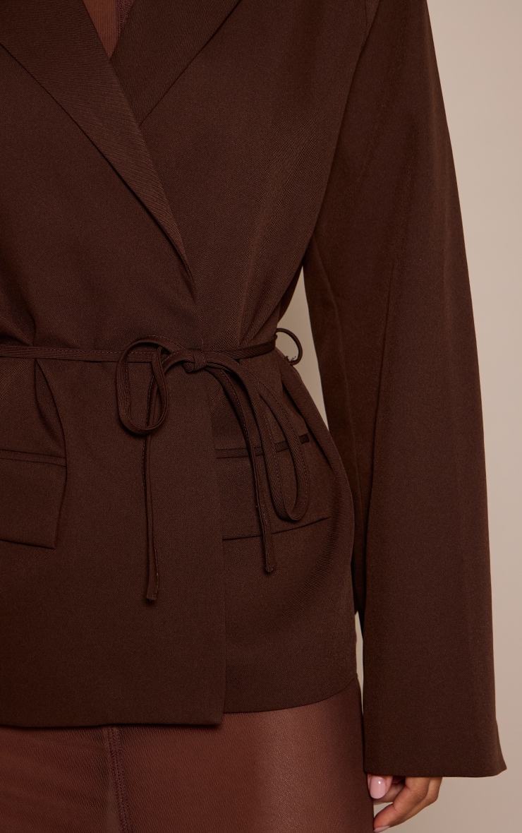 Petite Chocolate Tie Waist Boxy Blazer  image 4