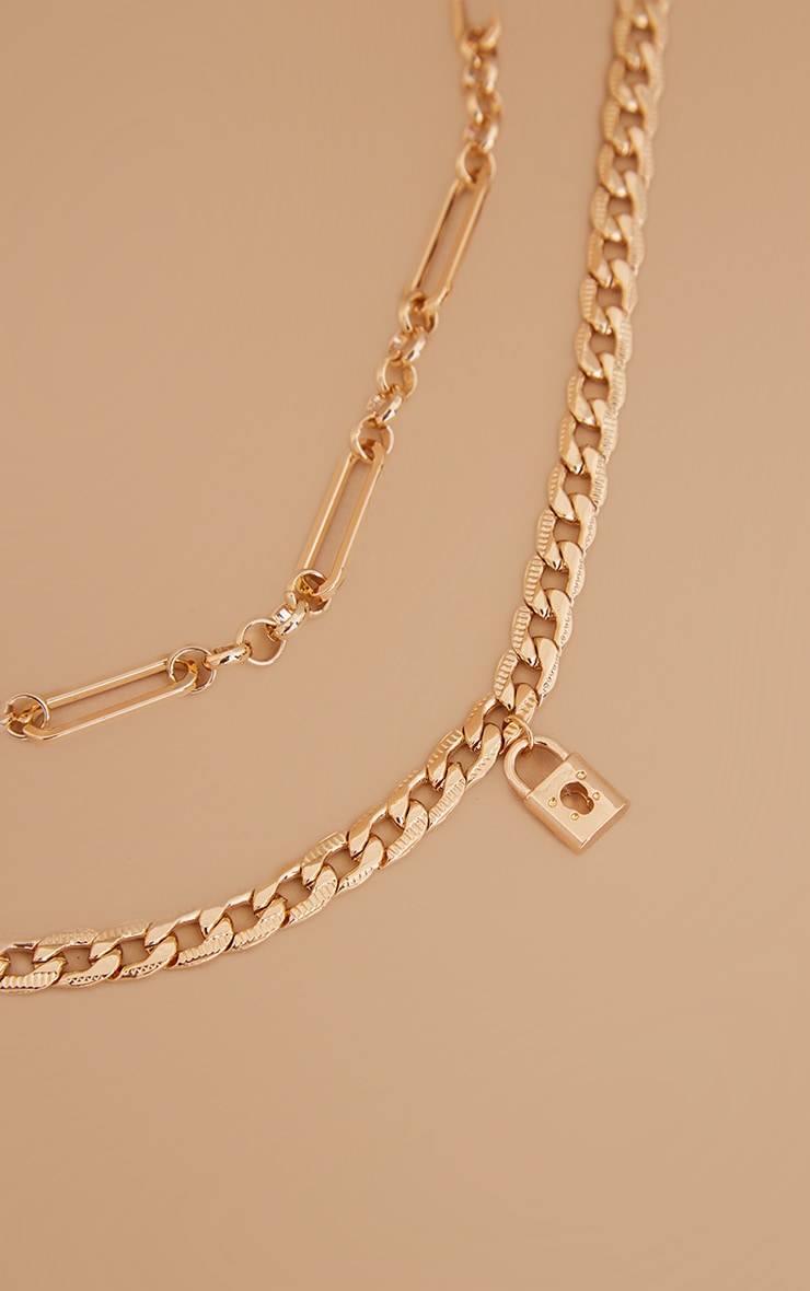 Gold Lock Charm Layered Anklet image 3