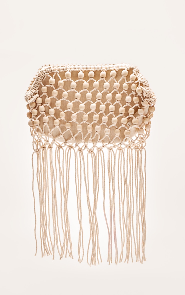 Pochette tressée crème à perles image 2
