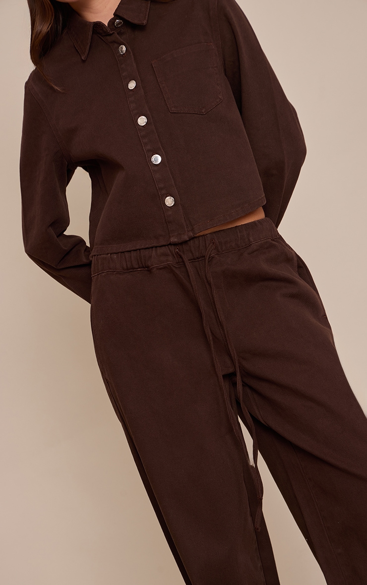 Chocolate Mid Rise Tie Waist Denim Jeans image 4