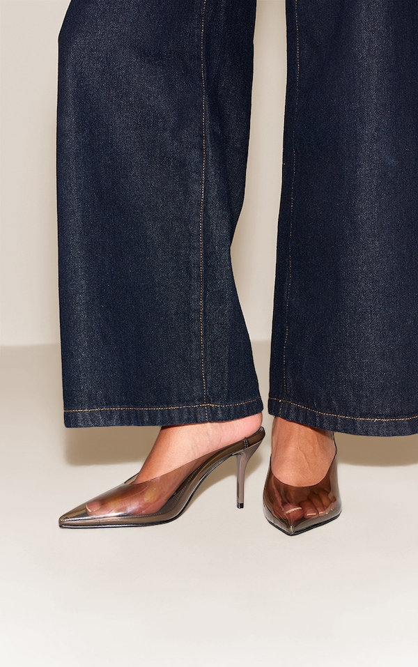 Smokey Chocolate Perspex Heeled Mule