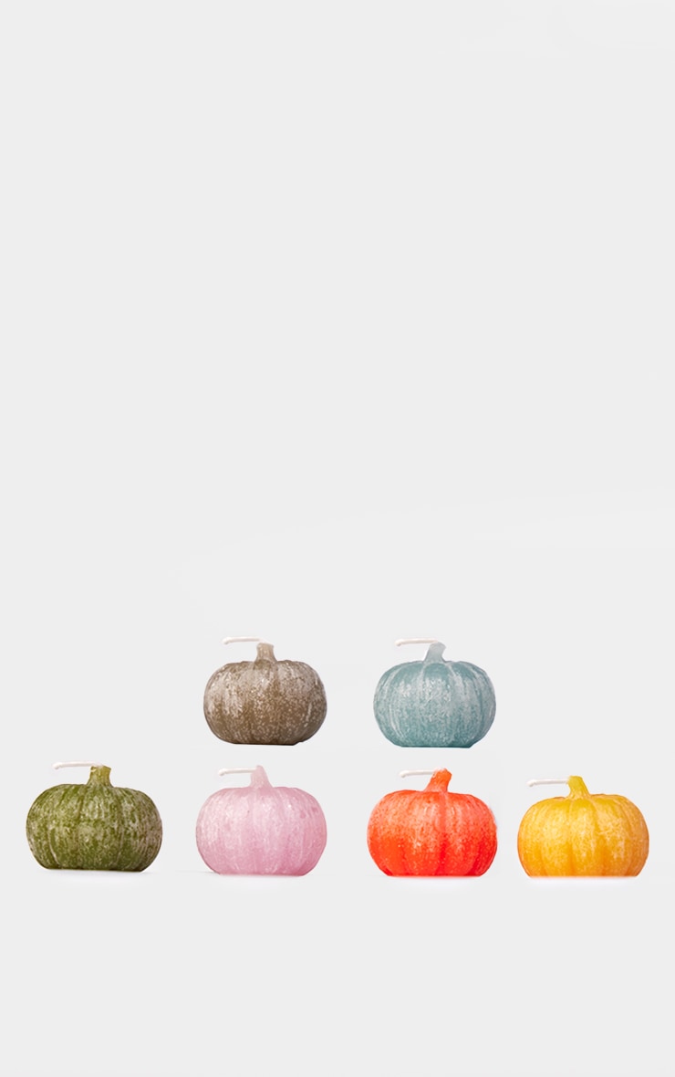 Country Living Set of 6 Colored Pumpkin Candles image 2