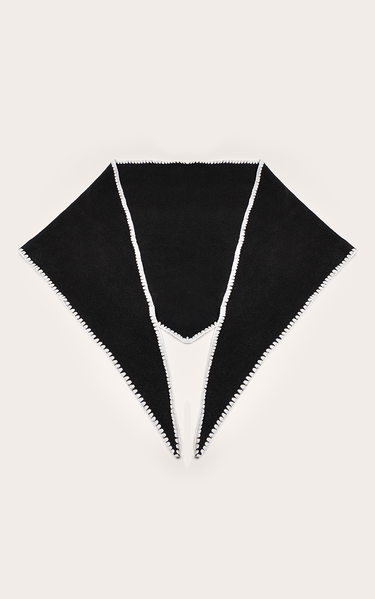 Black Knit Contrast Tassel Shawl image 2