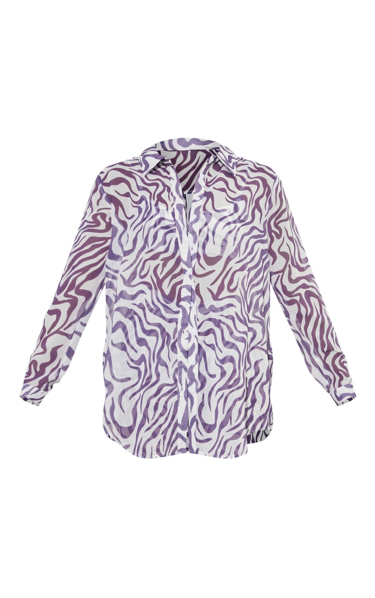 Brown Zebra Swirl Print Beach Shirt image 5