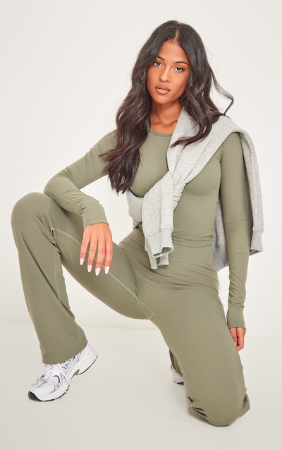 Tall Dark Olive Contour Sculpt Flared Pants