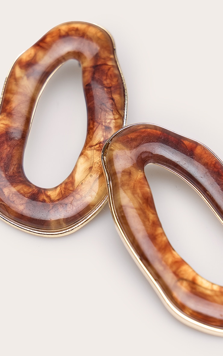 Tortoiseshell Abstract Gold Backed Statement Earrings image 3