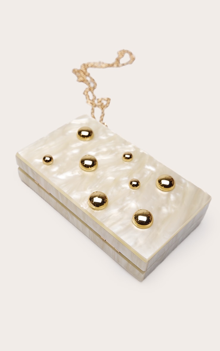 Black Croc Faux Leather Gold Hardware Clutch Bag image 5