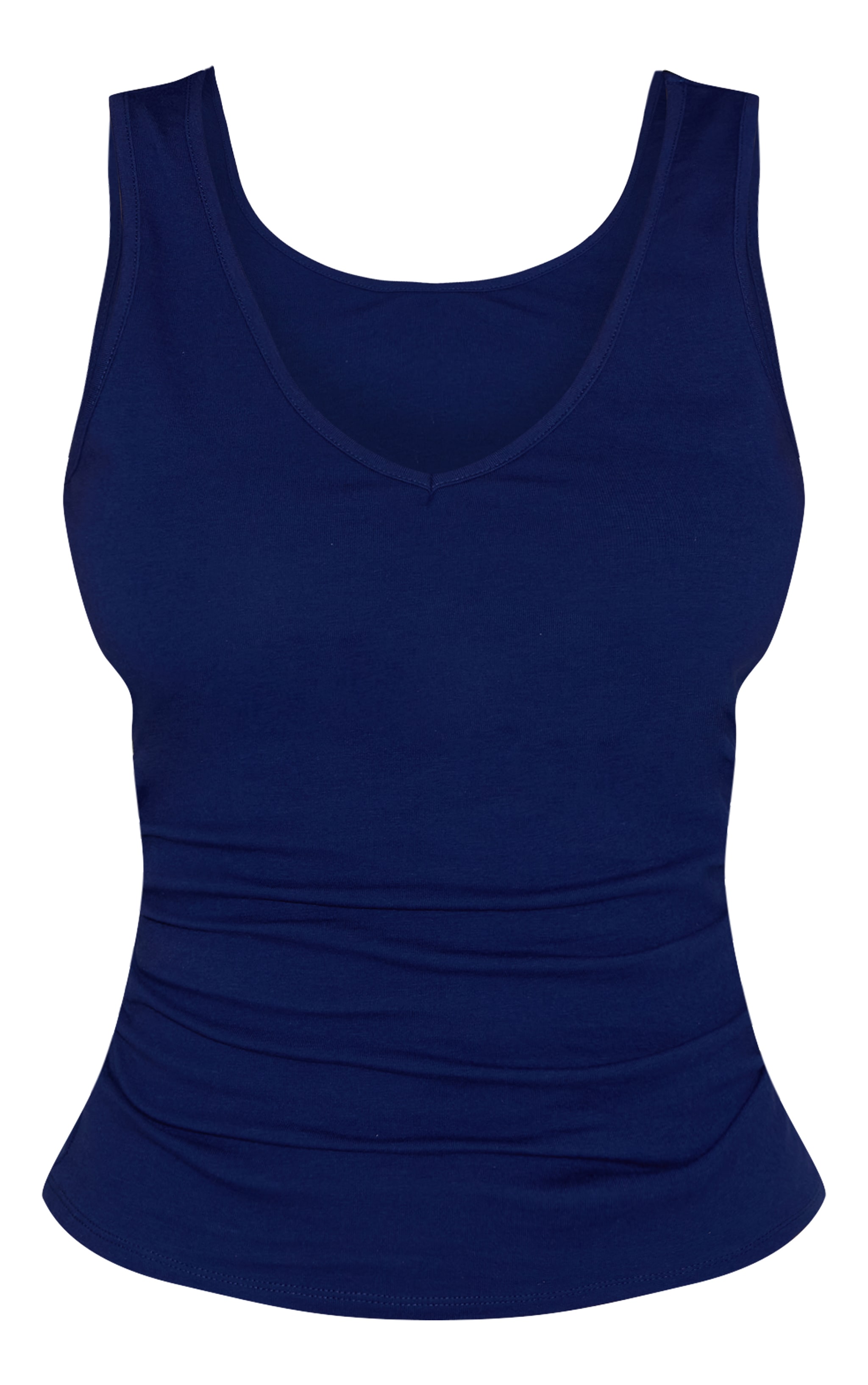 Débardeur en coton doux bleu indigo à col en V image 5