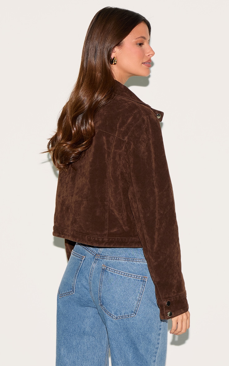 Brown Brushed Faux Suede Seam Detail Jacket | Outerwear