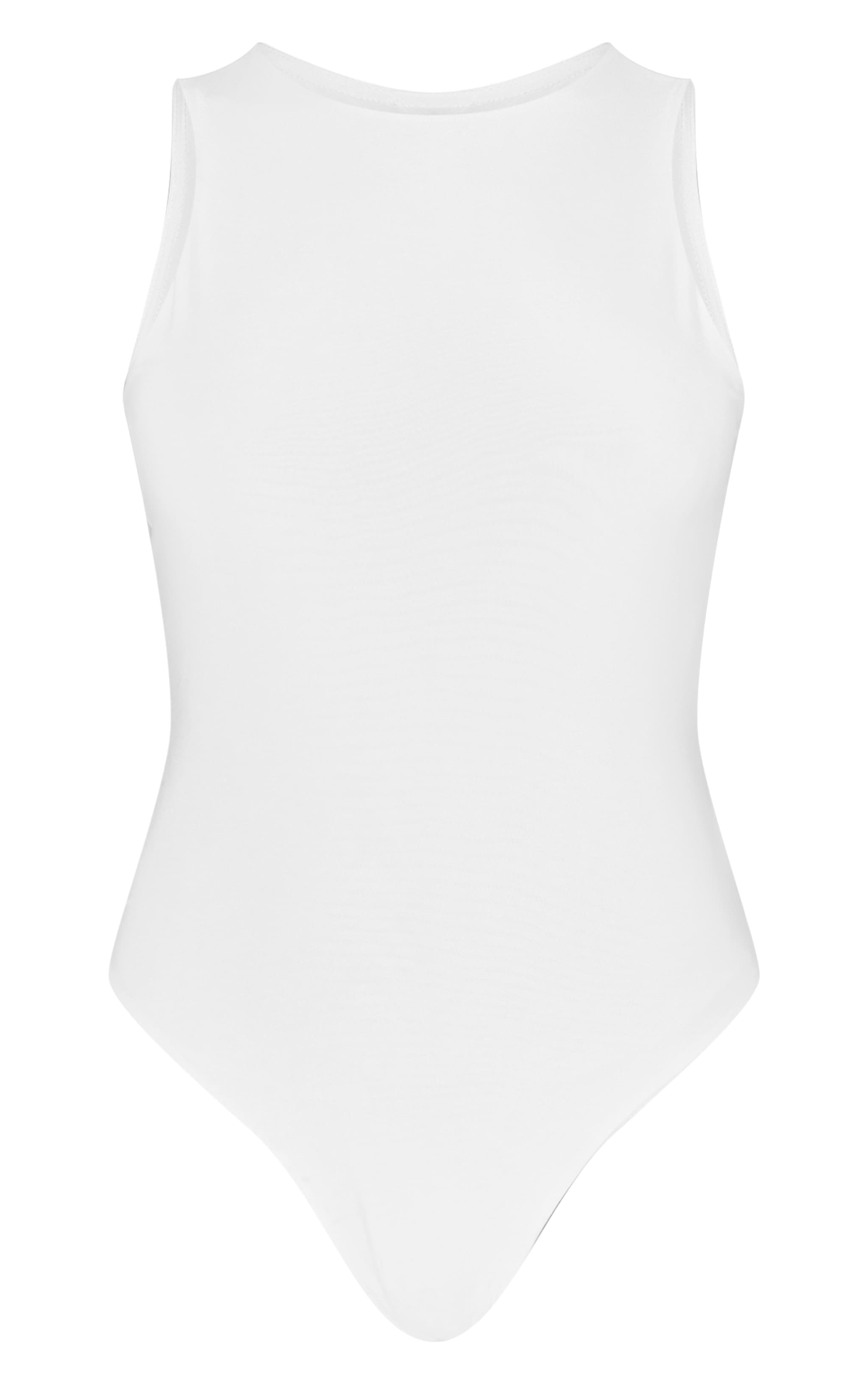 White Basic Slinky Racer Bodysuit image 5