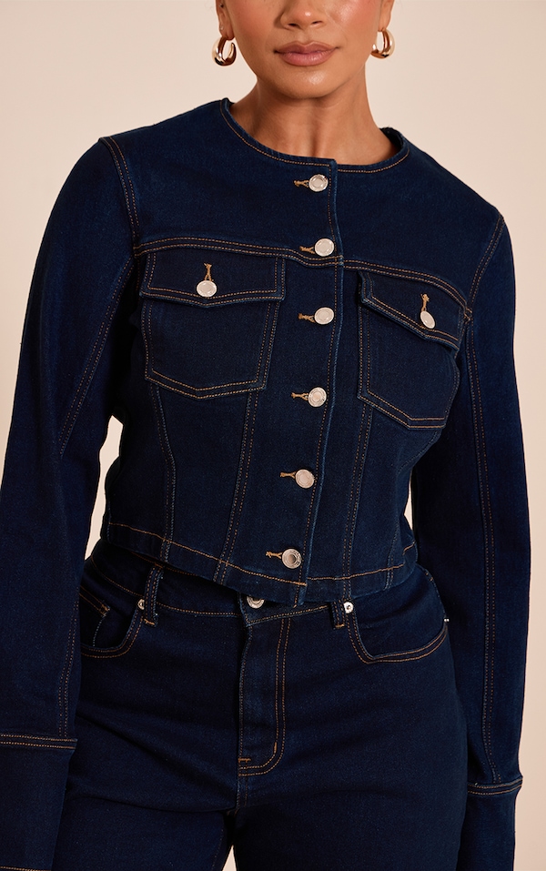 Shape Indigo Stretch Denim Fitted Jacket