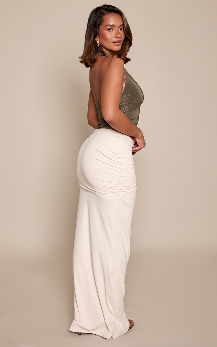 Shape Cream Soft Touch Wrap Front Maxi Skirt image 3
