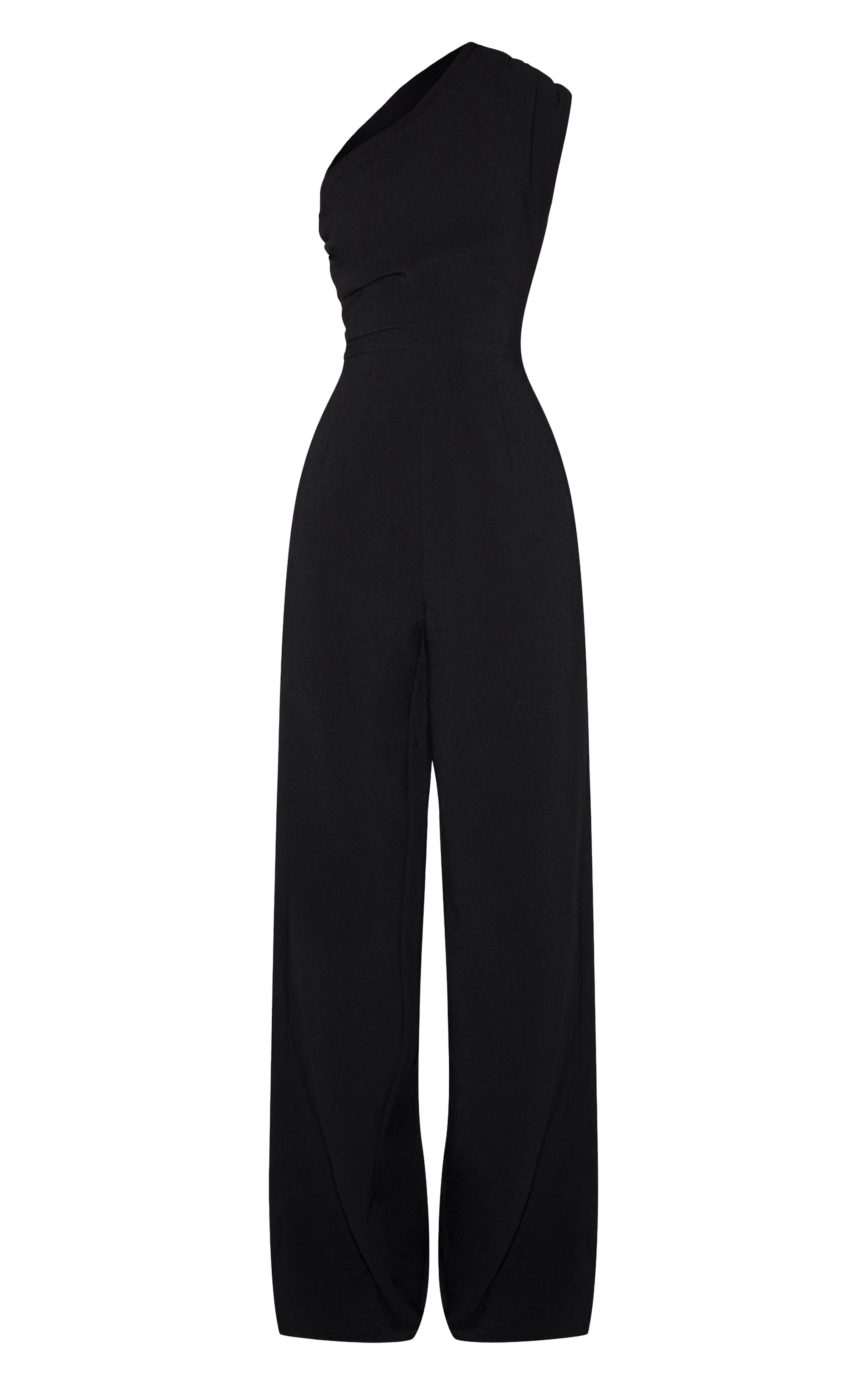Black Asymmetric Ruched Wide Leg Jumpsuit image 5