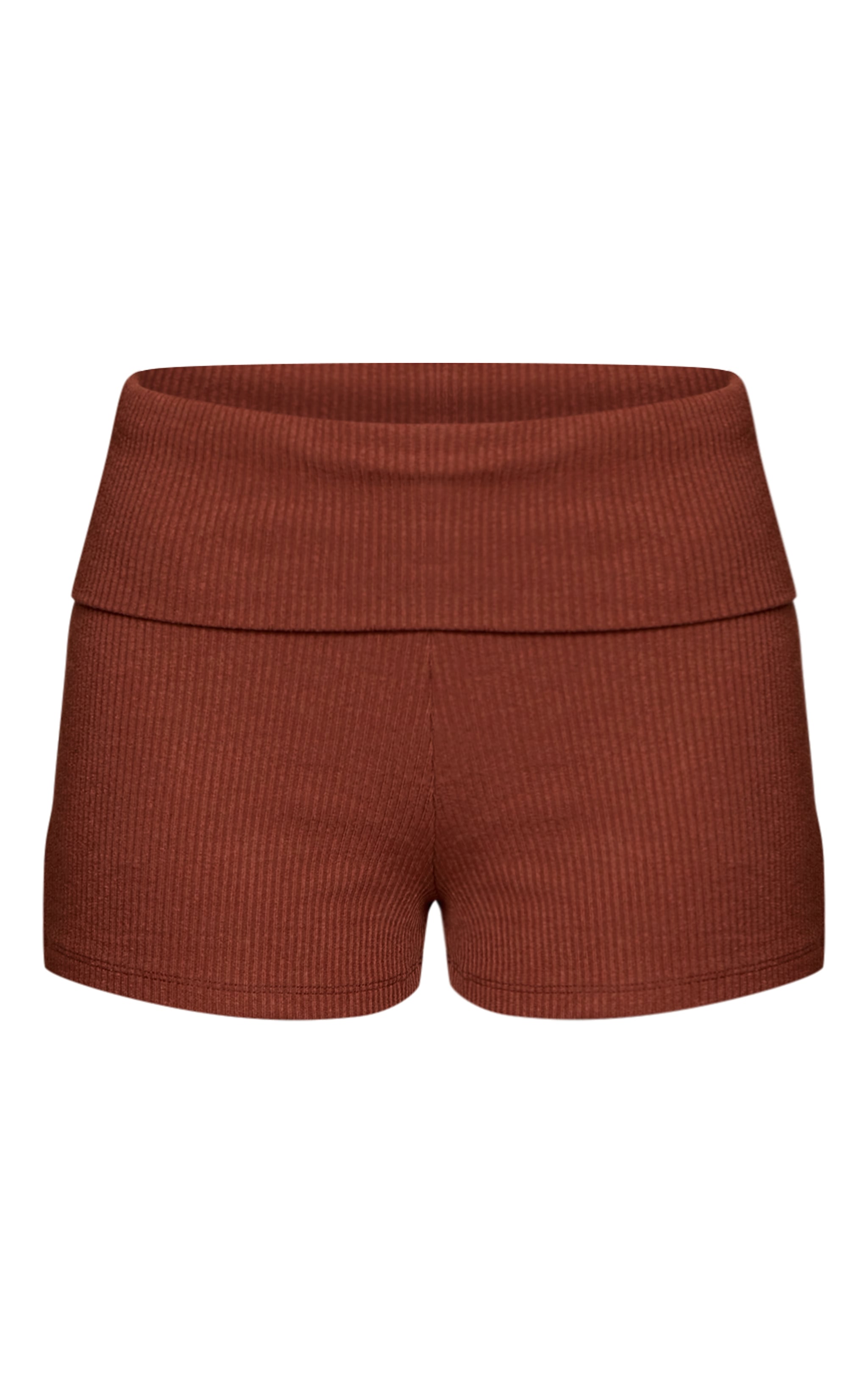 Chocolate Thick Rib Fold Over Detail Hotpant image 6