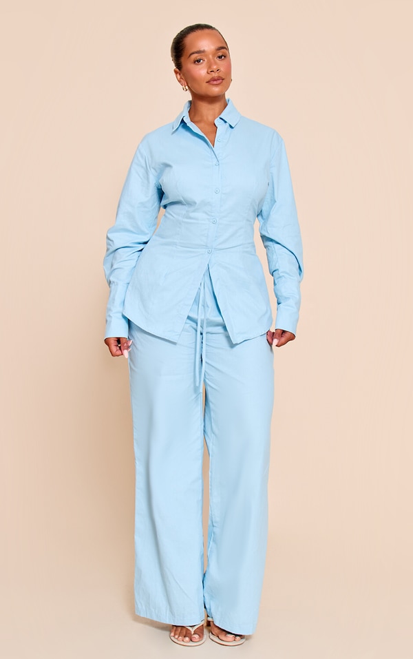 Shape blue Elasticated Waist Wide Leg Pants