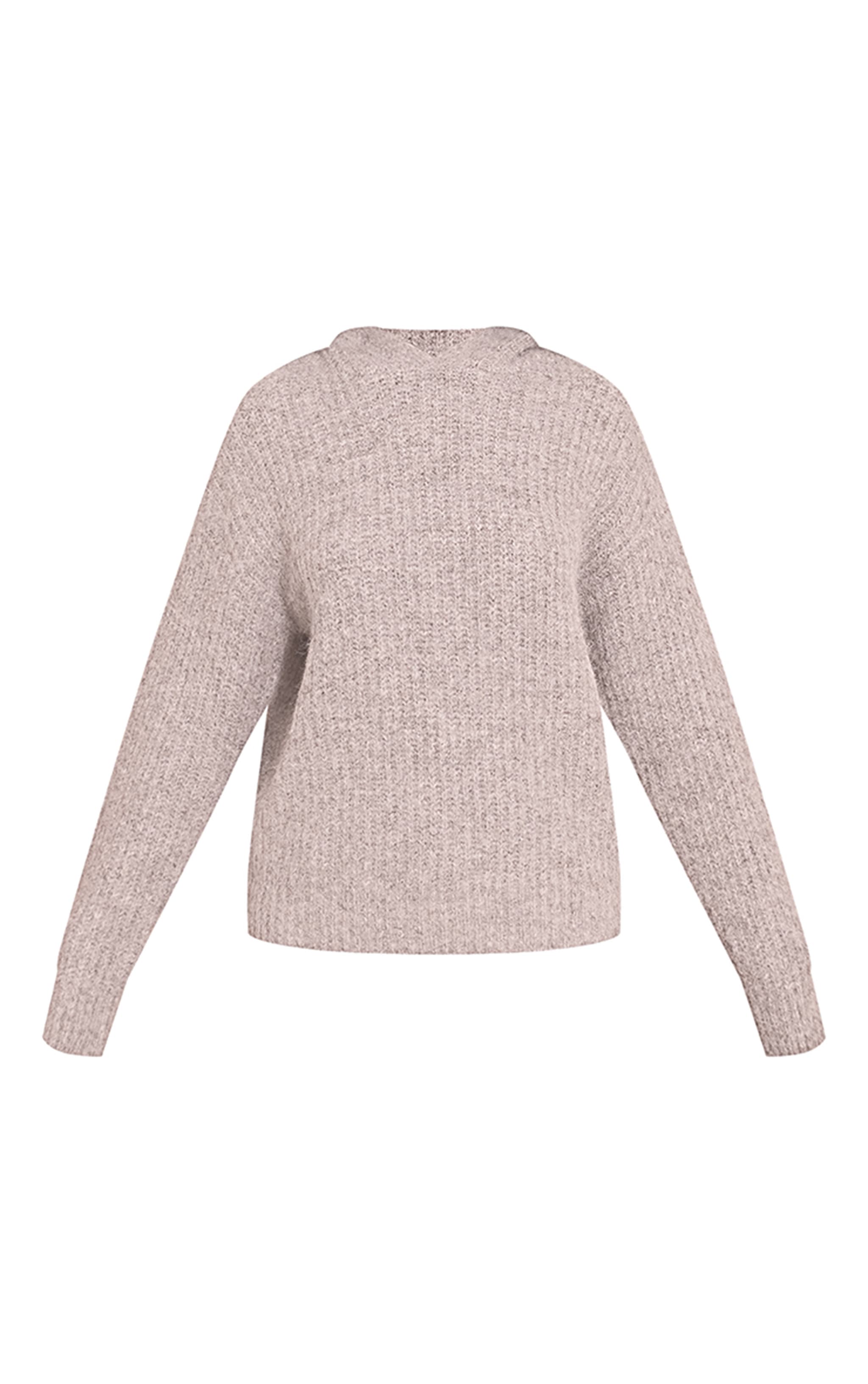 Petite Hoodie en maille tricot côtelée taupe image 5