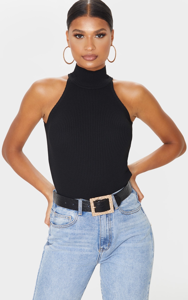 High neck sale knit top