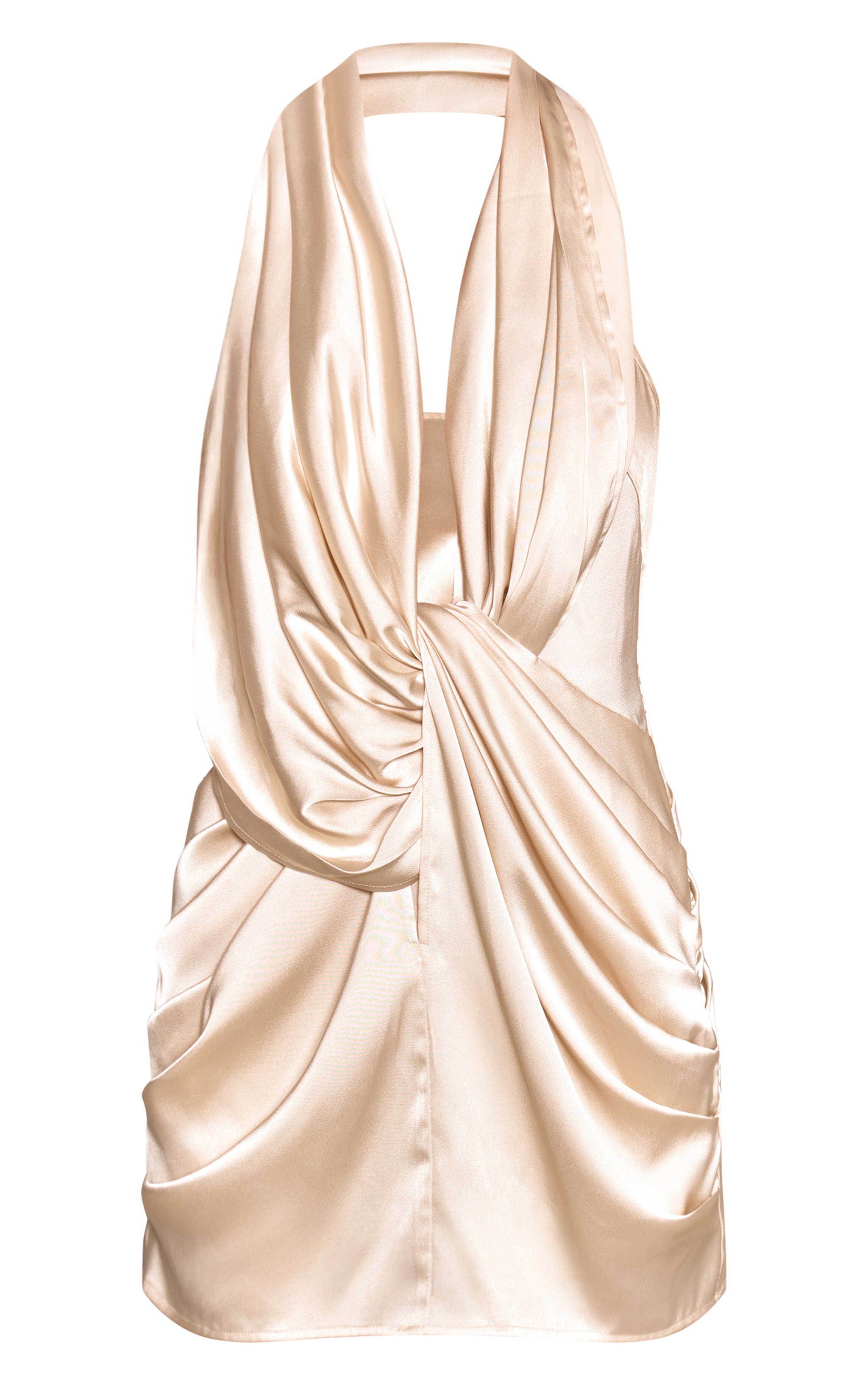 Cream Satin Twist Mini Dress image 5