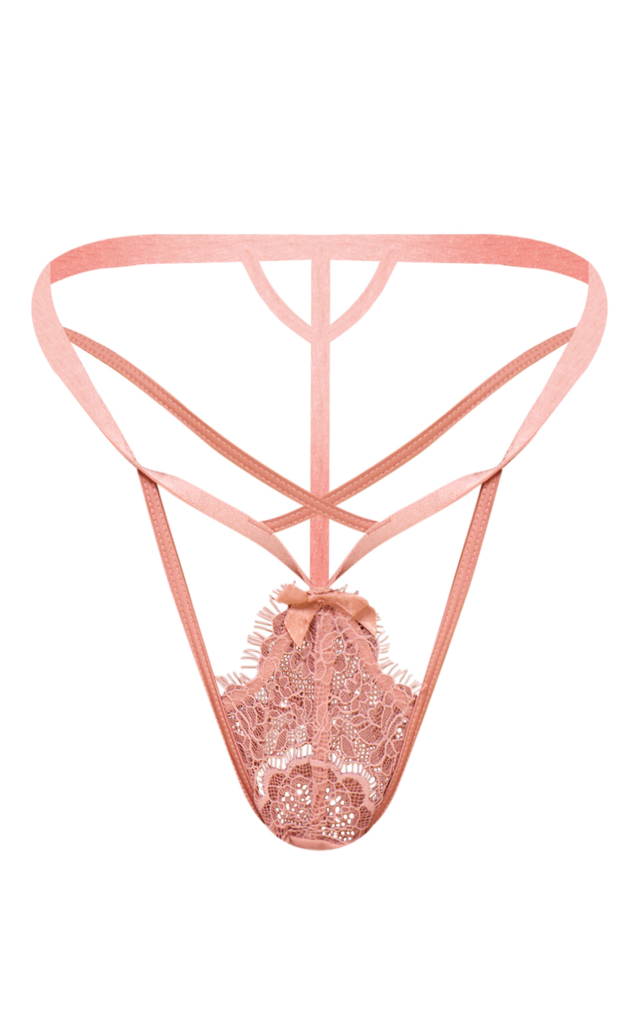 Dusty Pink Eyelash Lace Thong image 5