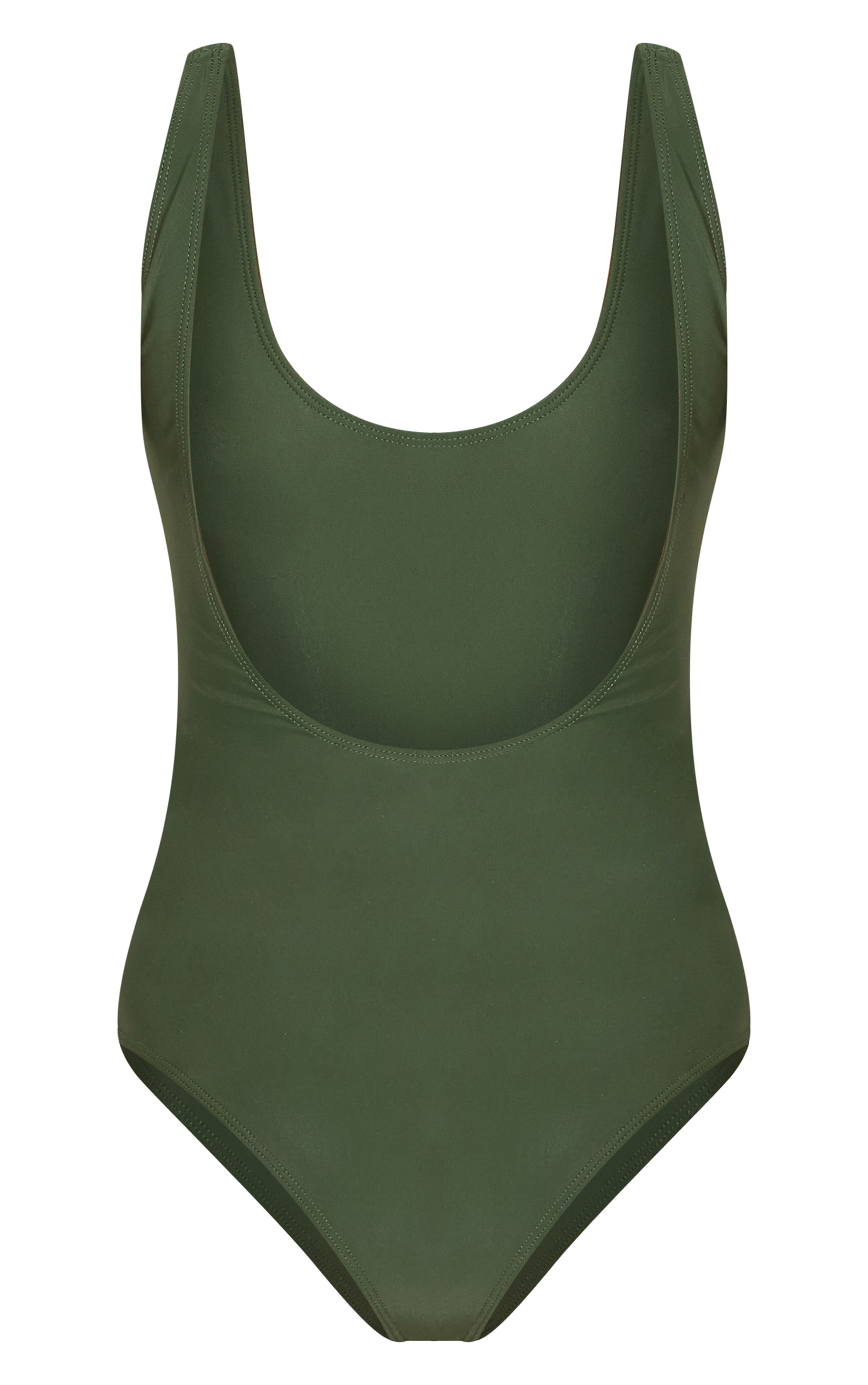 Khaki Basic Scoop Swimsuit image 2