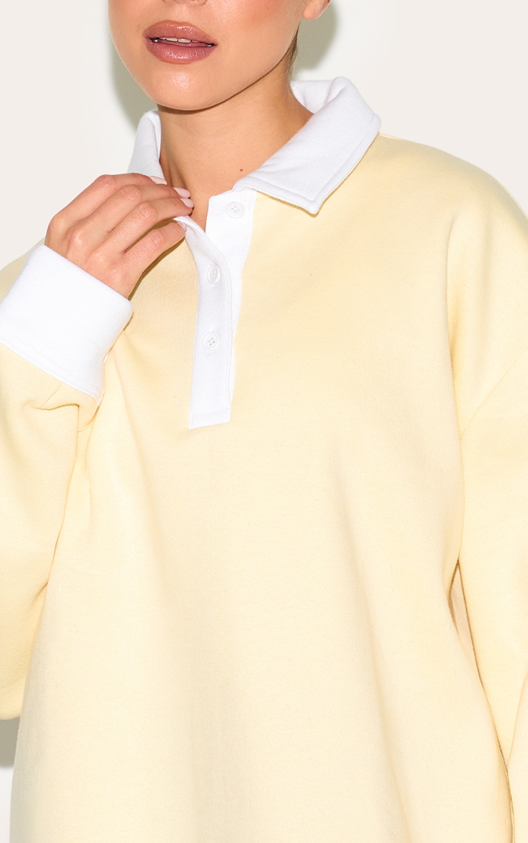 Butter Yellow Oversized Polo Sweatshirt image 4