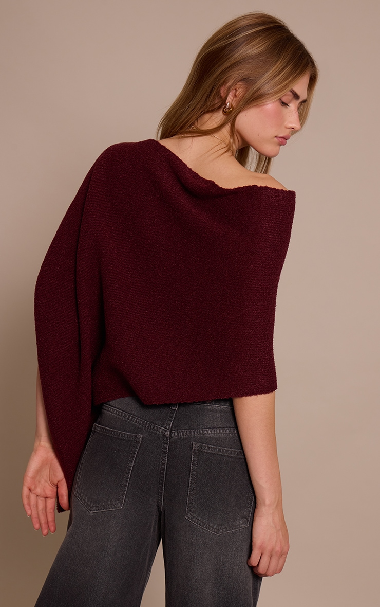 Wine Boucle Cape Top image 2