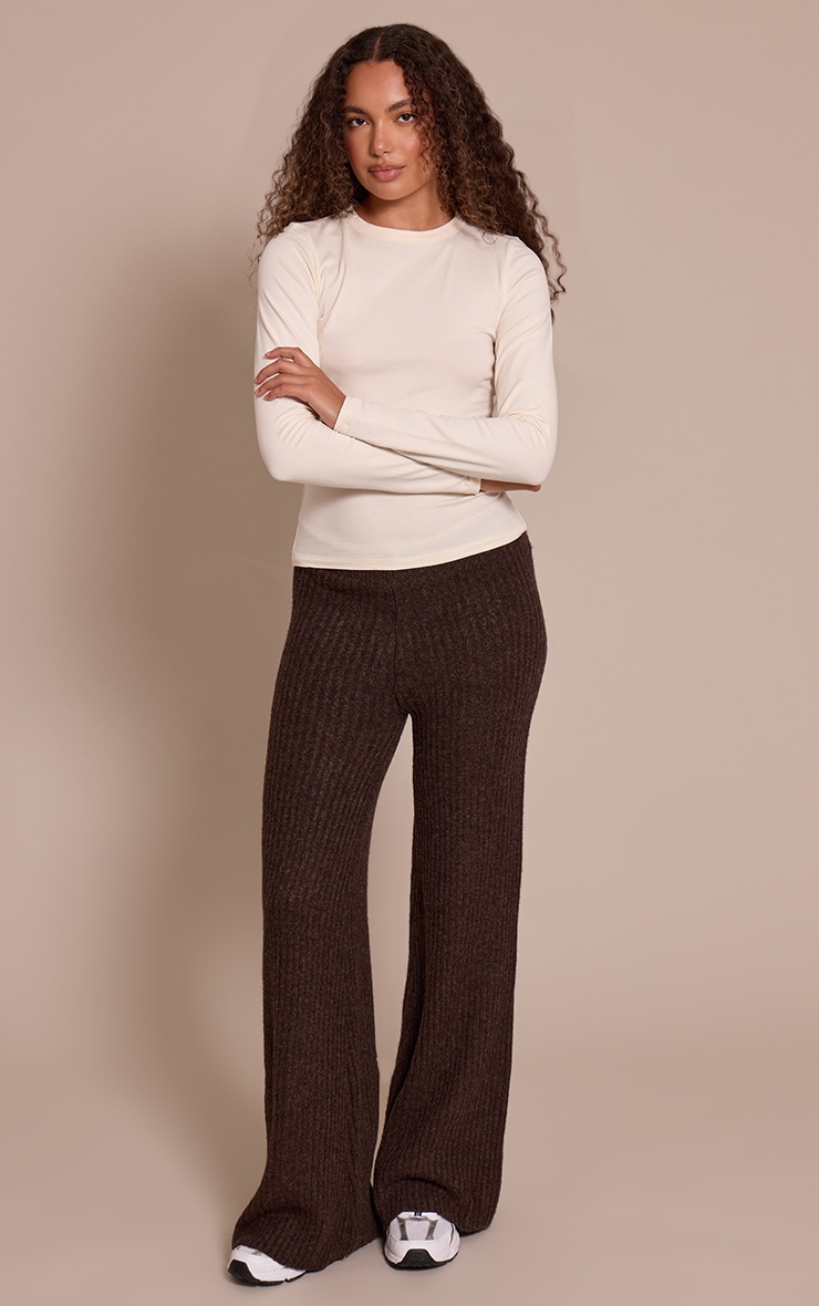 Tall Cream Soft Cotton Crew Neck Longline Long Sleeve Top image 3