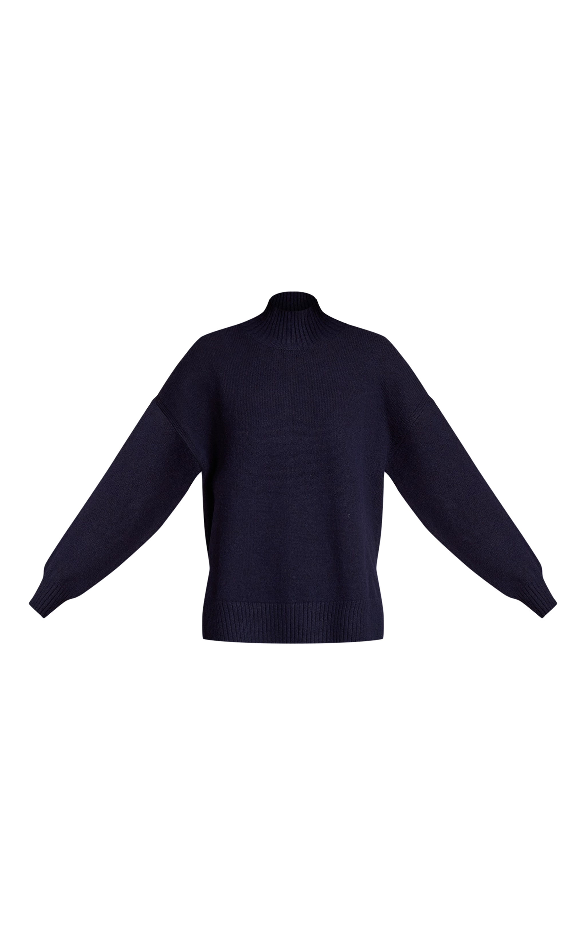 Navy Oversized Polo Neck Knitted Sweater image 5