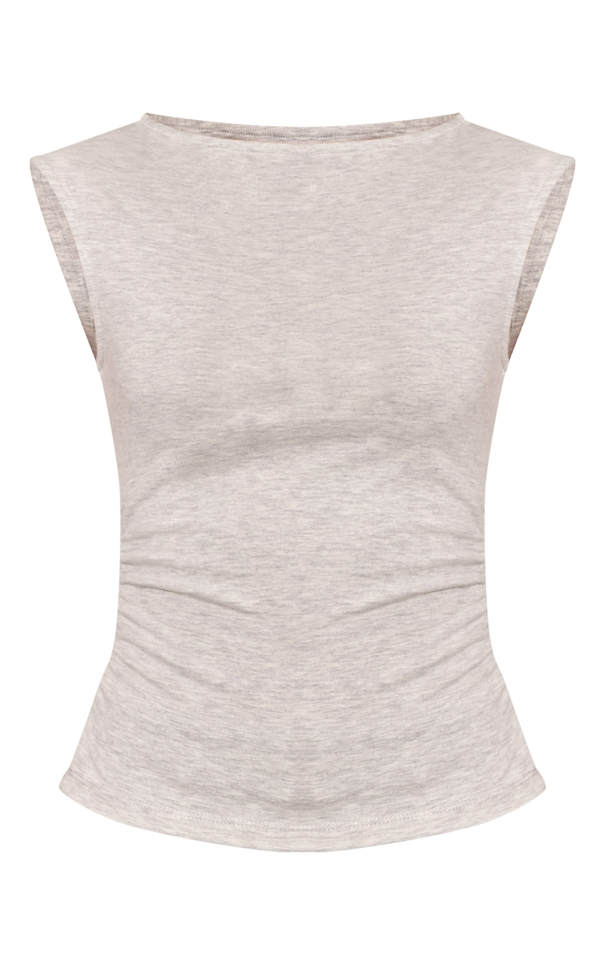 Grey Marl Soft Cotton Ruched Side Sleeveless Top image 5