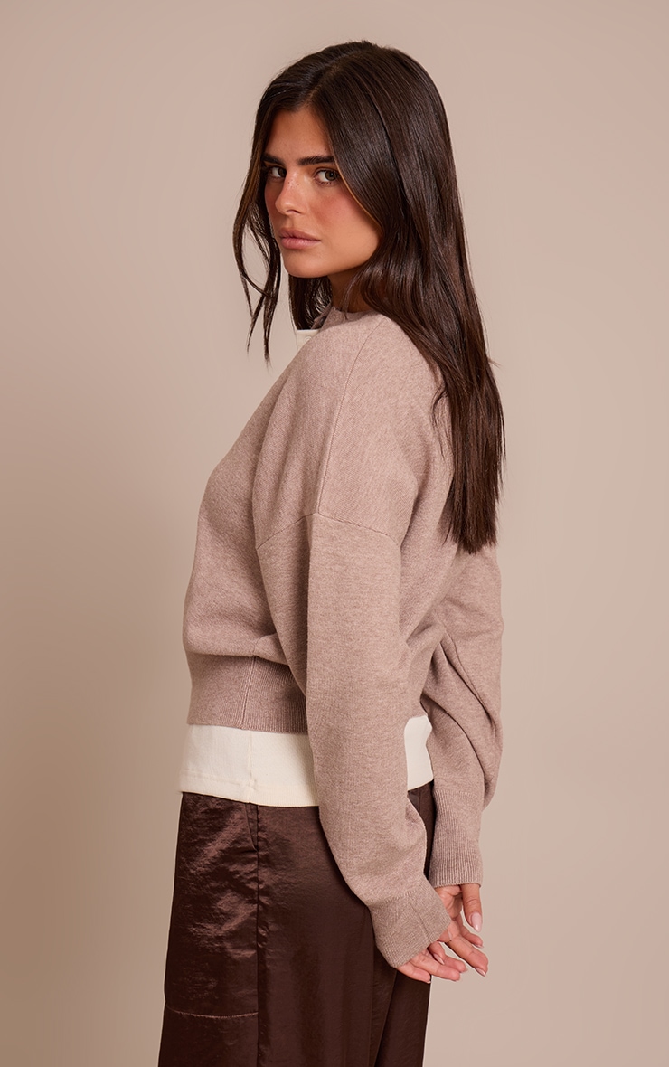 Cardigan en maille tricot compacte café au lait image 2