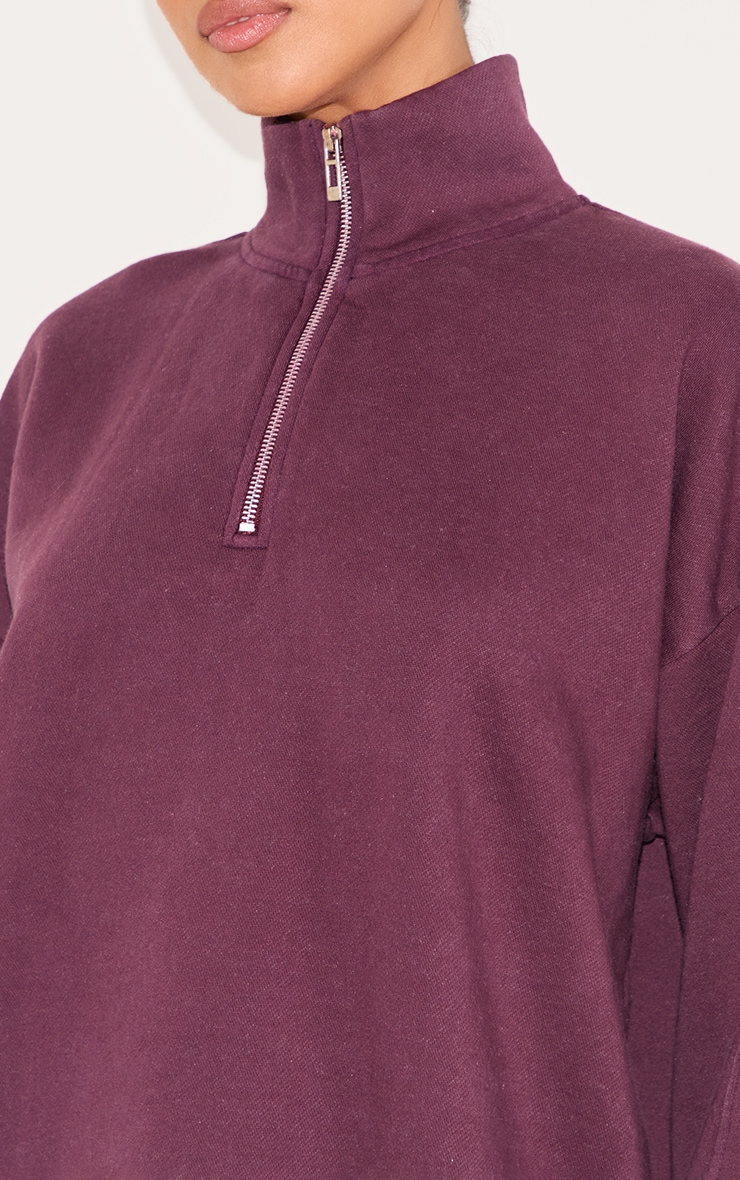 Plum Washed Quarter Zip Sweatshirt image 4