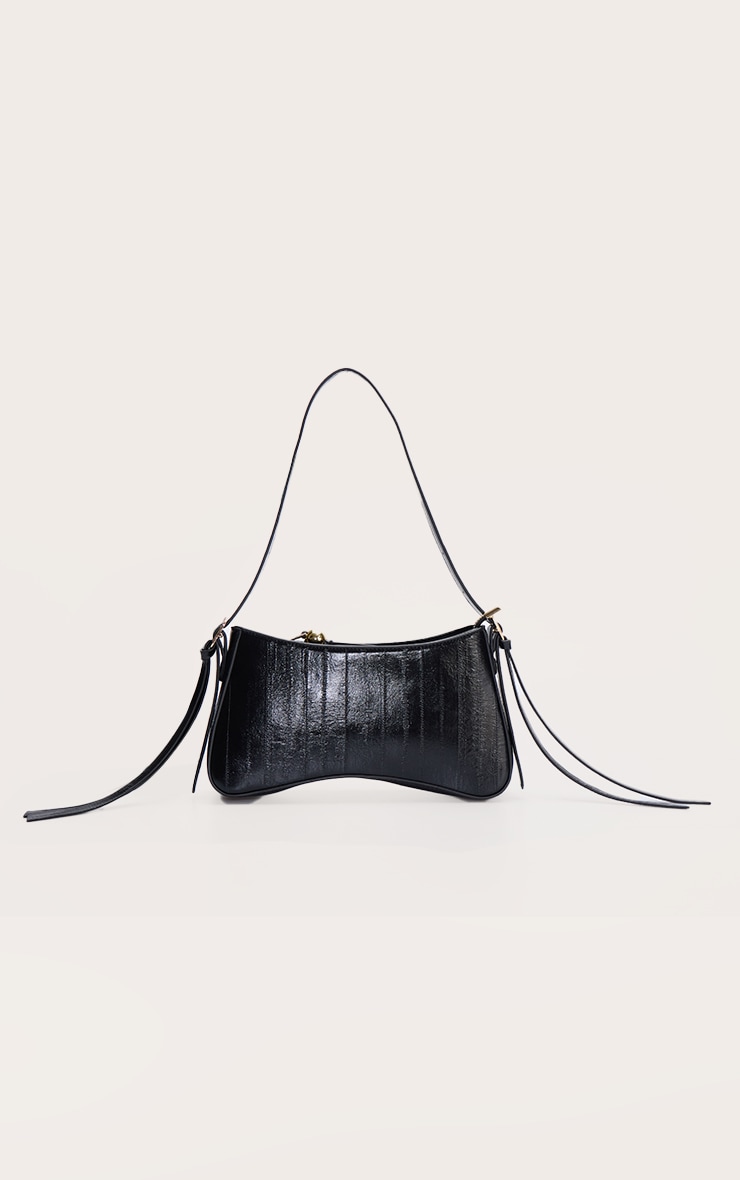 Sac à main incurvé noir à perle image 2