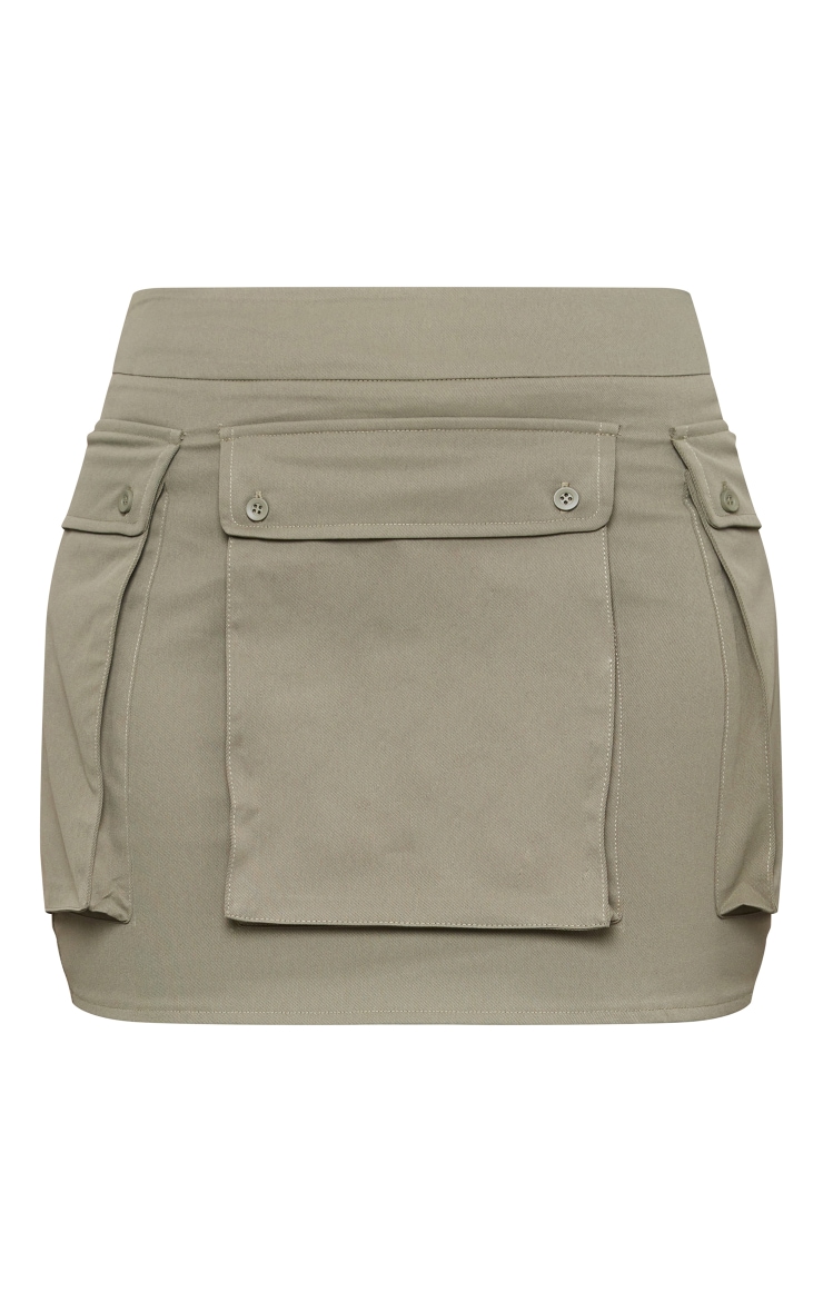 Khaki Woven Pocket Detail Utility Mini Skirt image 6