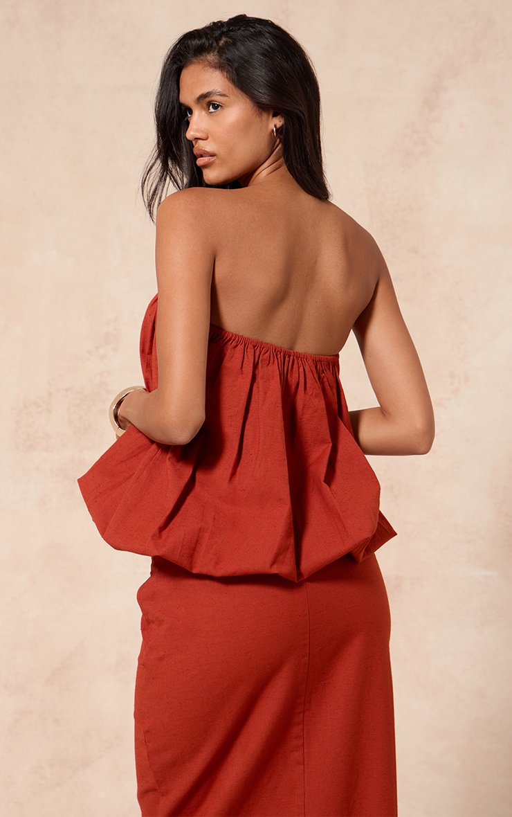 Top bustier long rouille froncé image 2