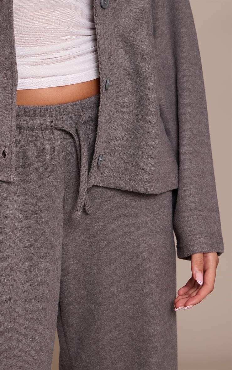 Charcoal Grey Brushed Soft Touch Wide Leg Pant image 4