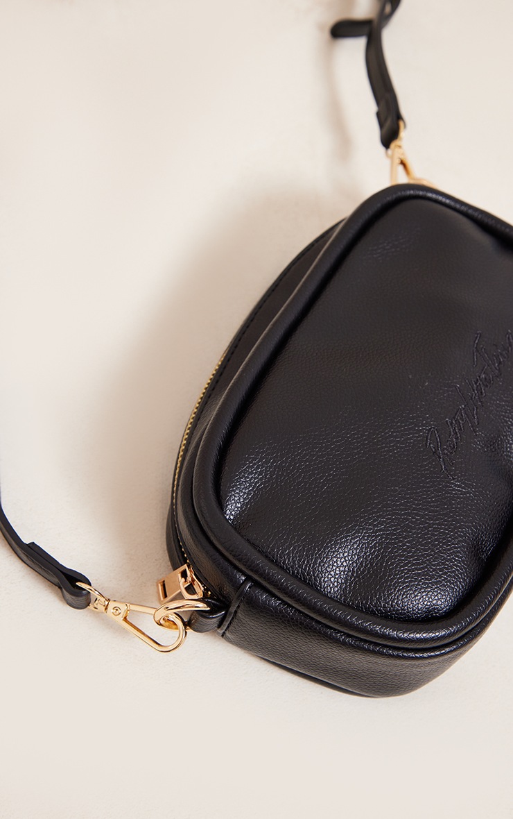 PRETTYLITTLETHING Black Rounded PU Cross Body Bag image 2