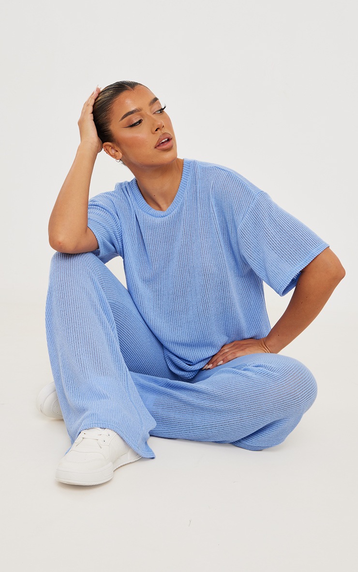 Blue Pure Soft Silk Pant Straight