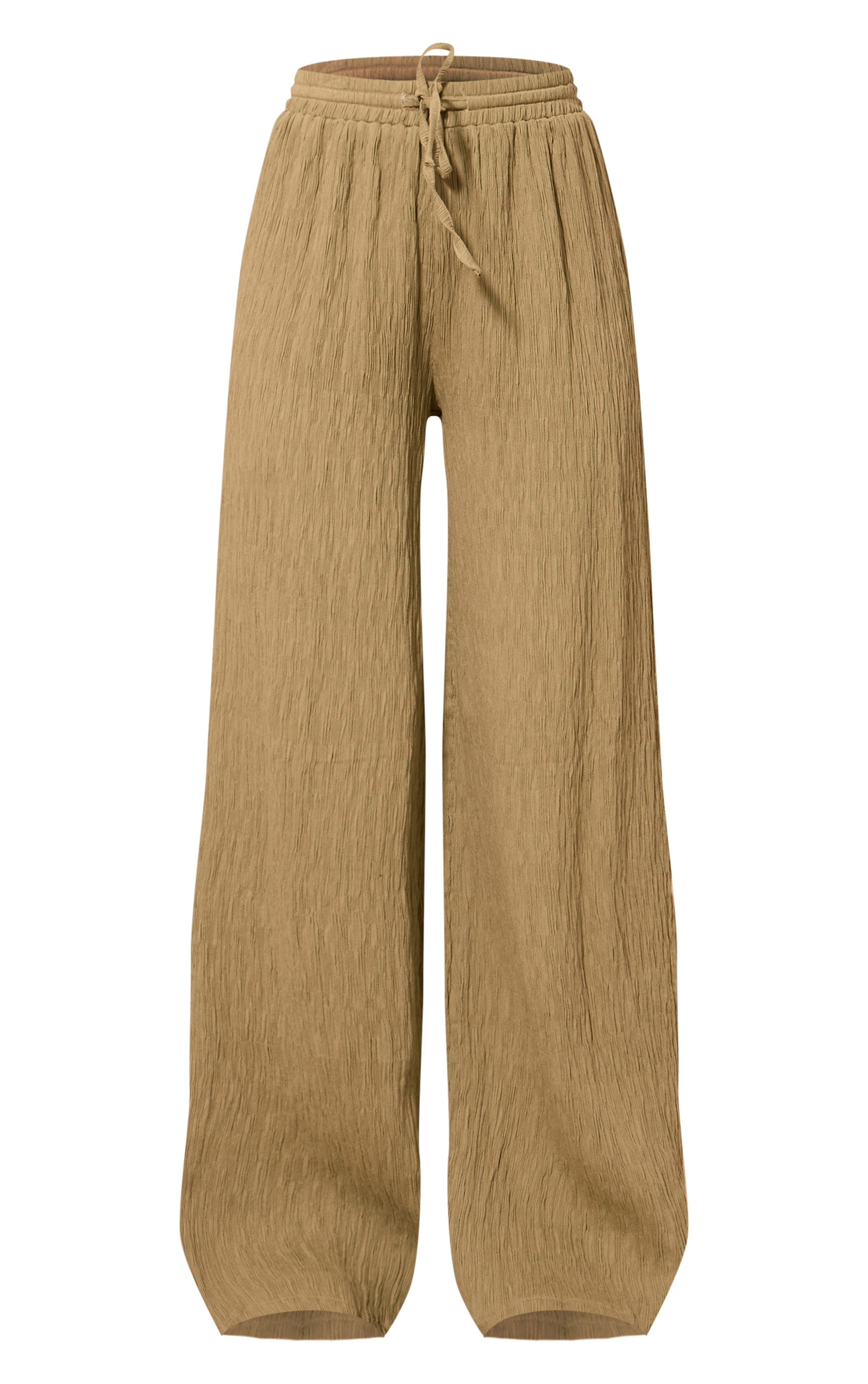 Chartreuse Textured Woven Drawstring Wide Leg Pant image 5