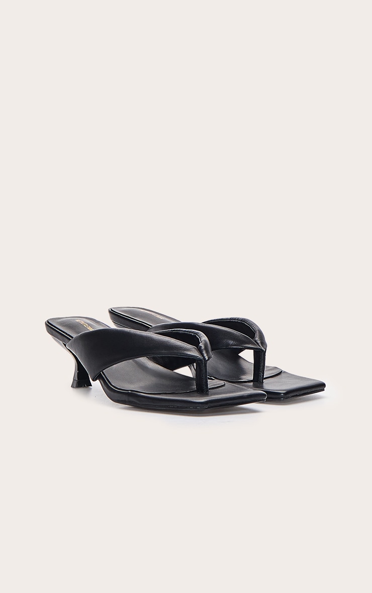 Black Pu Toe Thong Square Toe Mule image 3