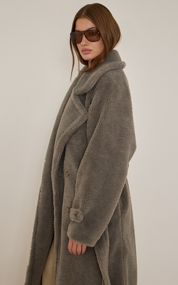 Grey Teddy Trench Coat