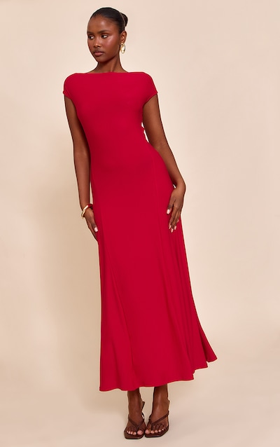 Red Asymmetric Panelled Floaty Maxi Dress