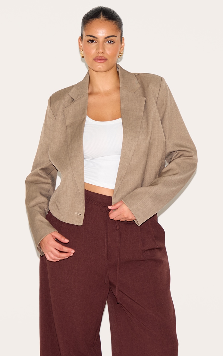 Plus Grey Pointed Hem Cropped Blazer image 1