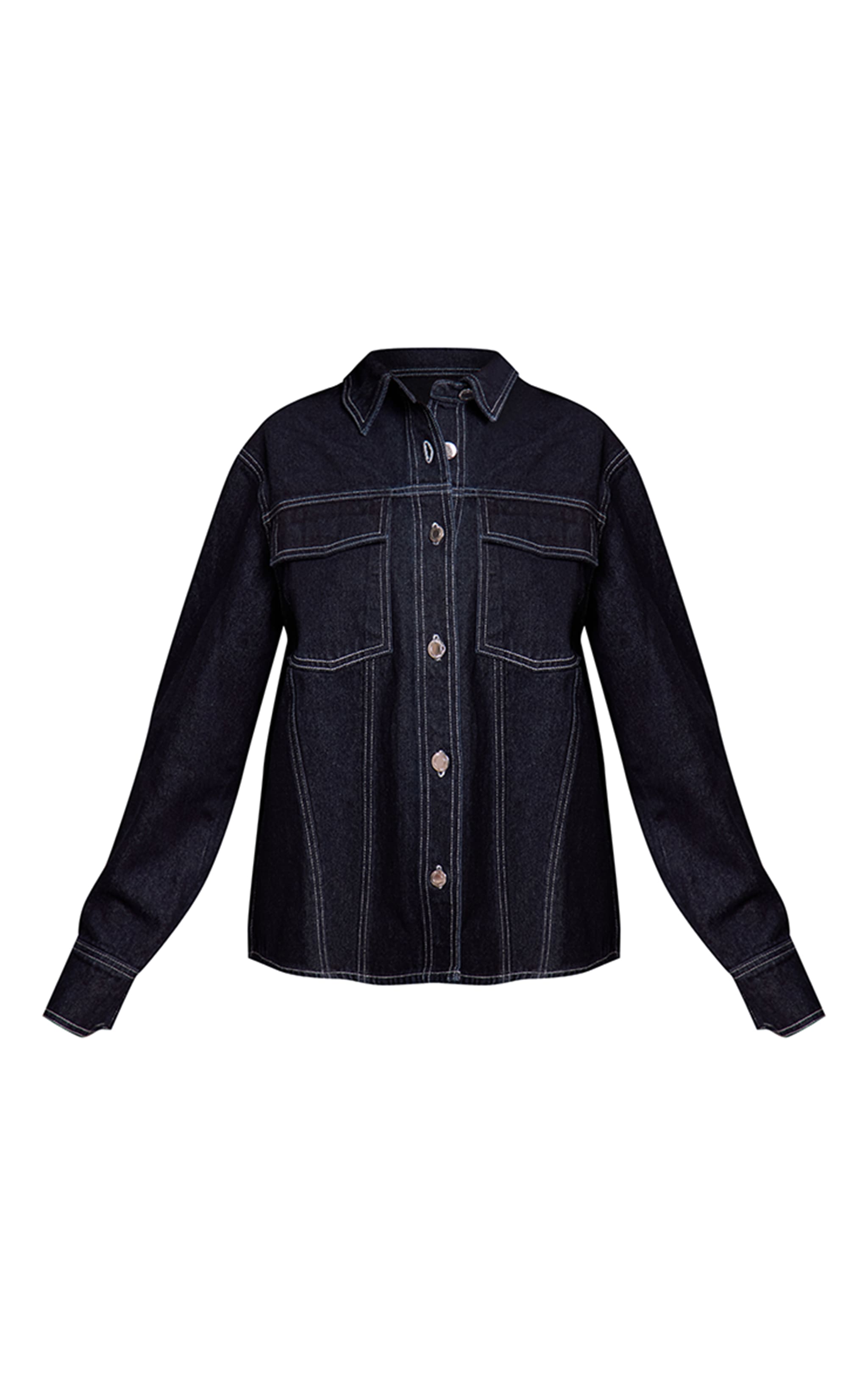Petite Indigo Seam Detail Denim Shirt Jacket image 5