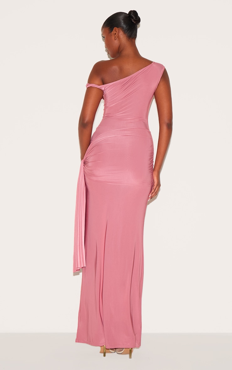 Blush Rose Slinky Off Shoulder Wrap Detail Maxi Dress image 2