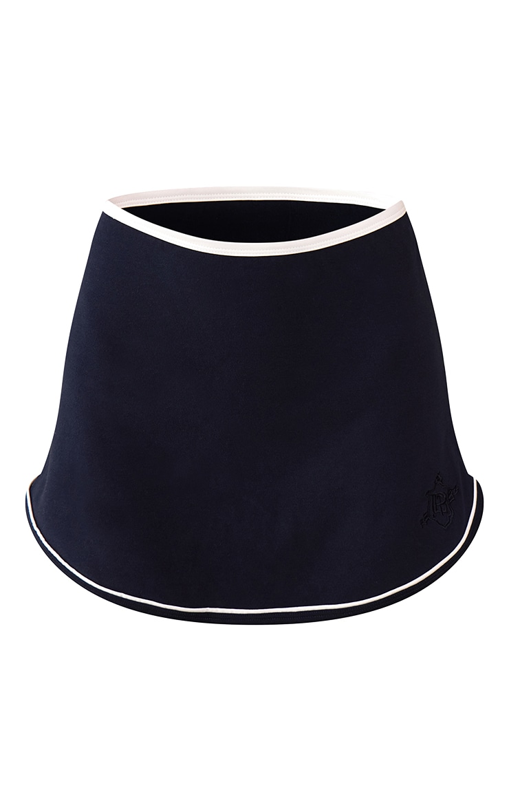 Navy Contrast Piping Jersey Mini Skort image 5