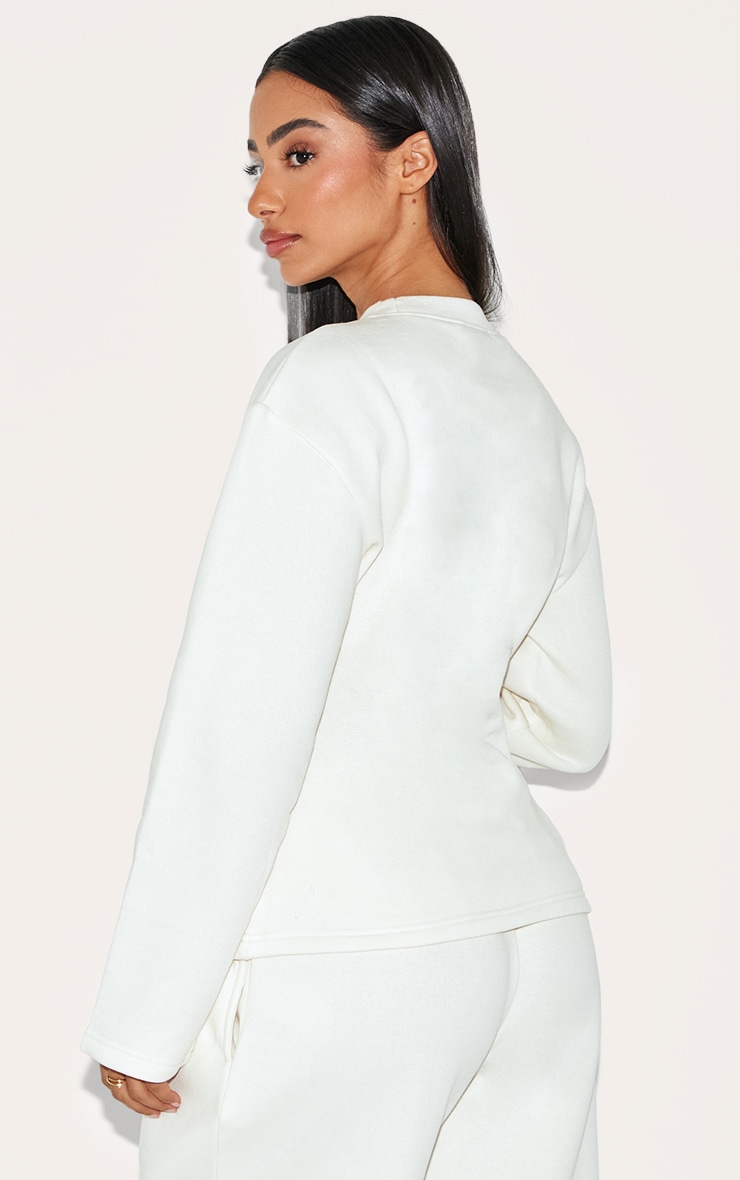 Petite Cream Long Sleeve Waist Cinched Sweatshirt | Petite