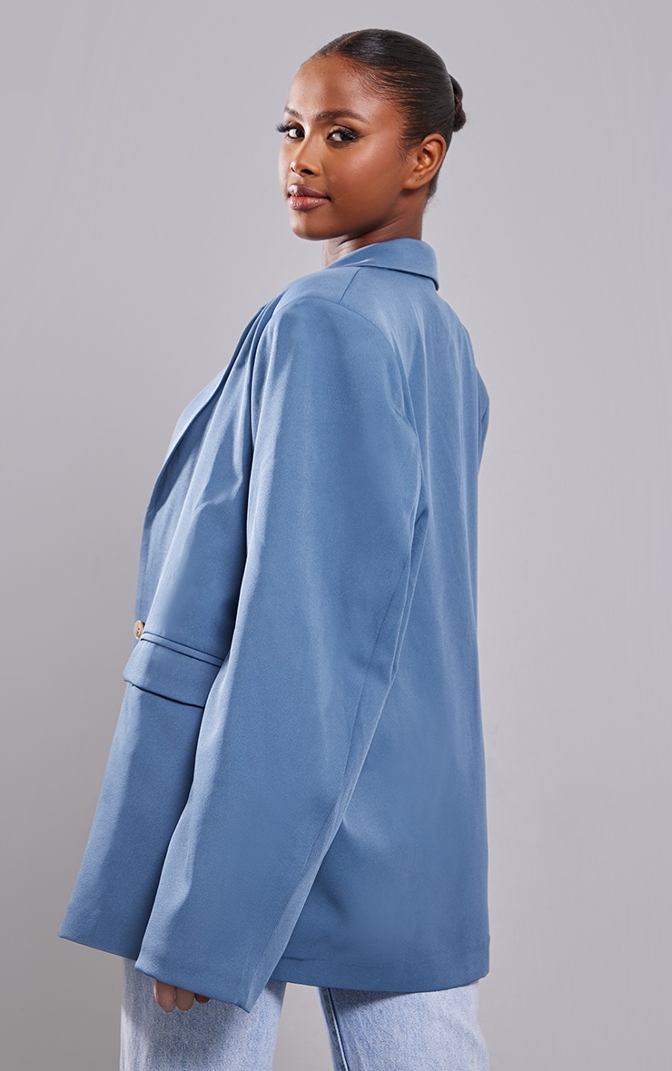Charcoal Blue Oversized Drop Shoulder Dad Blazer PrettyLittleThing KSA