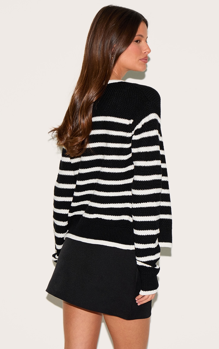 Black Stripe Knitted Cardigan image 2